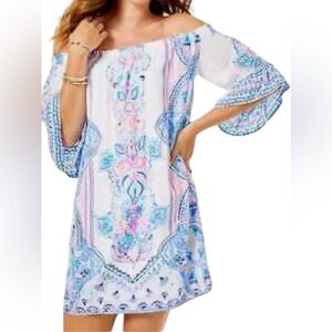 Lilly Pulitzer Floral Patterned Dress with Blue and Pink Accents Size XS.